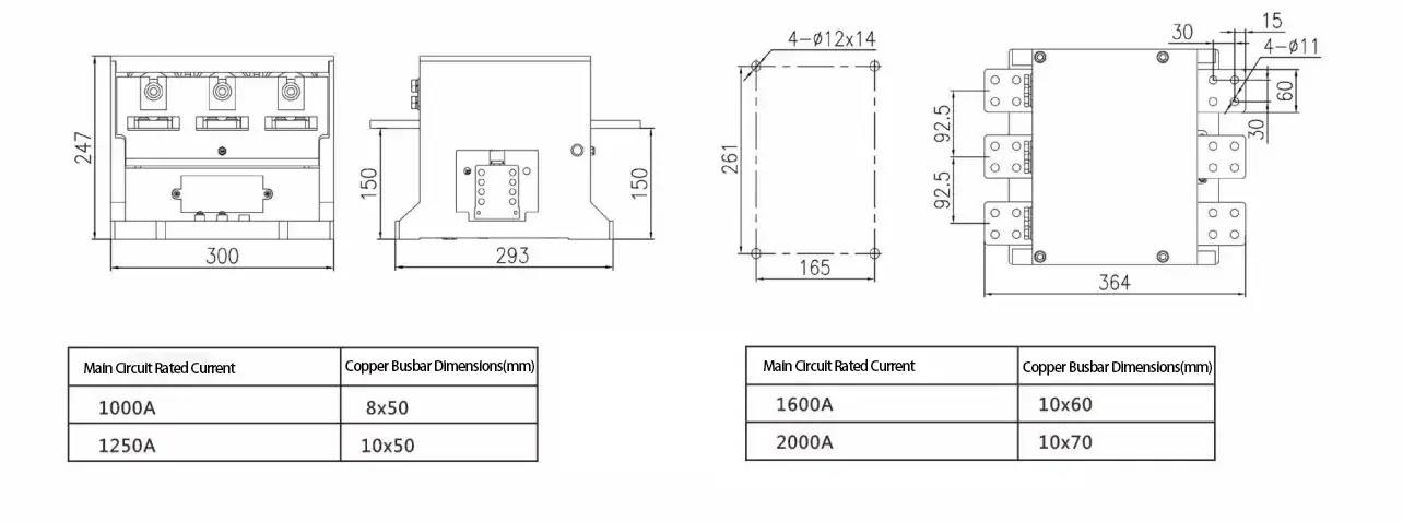 Low Voltage Vacuum Contactor (CKJ40) Installation dimension drawing