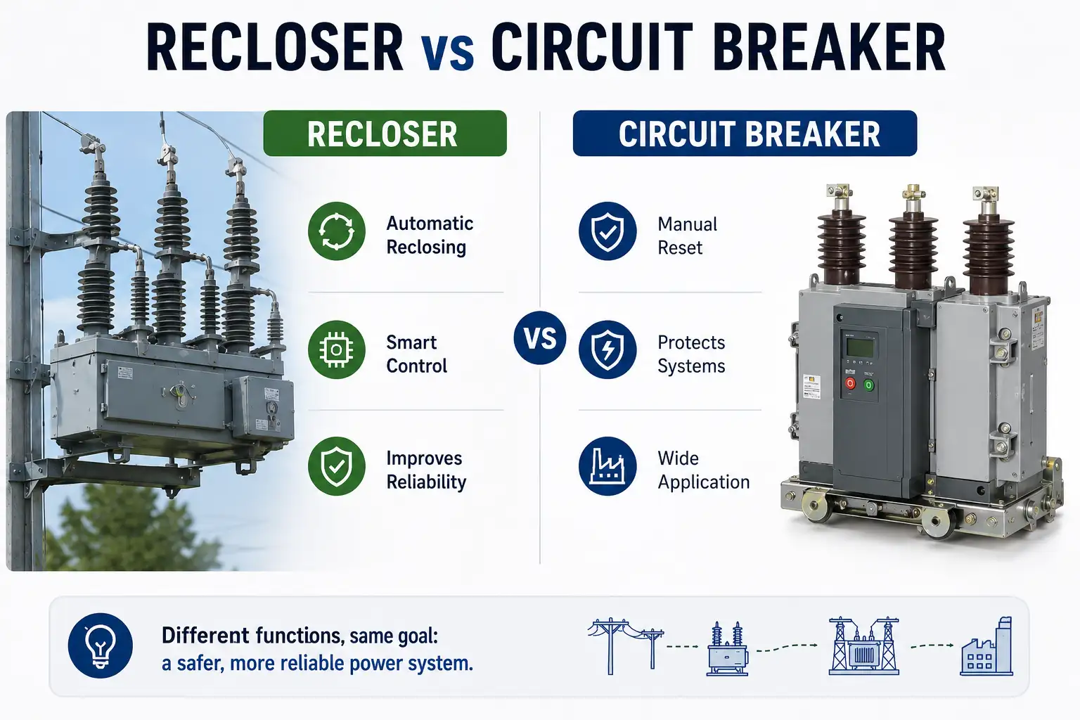 Recloser vs Circuit Breaker: What’s the Difference?