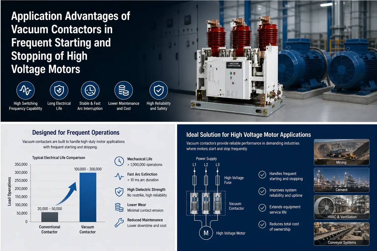 Application Advantages of Vacuum Contactors in Frequent Starting and Stopping of High Voltage Motors